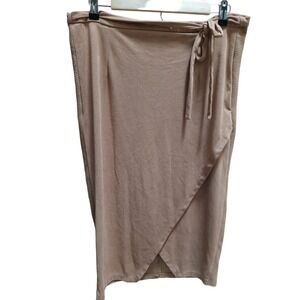 Ophelia Roe Tan Tie Suede Skirt  Size L